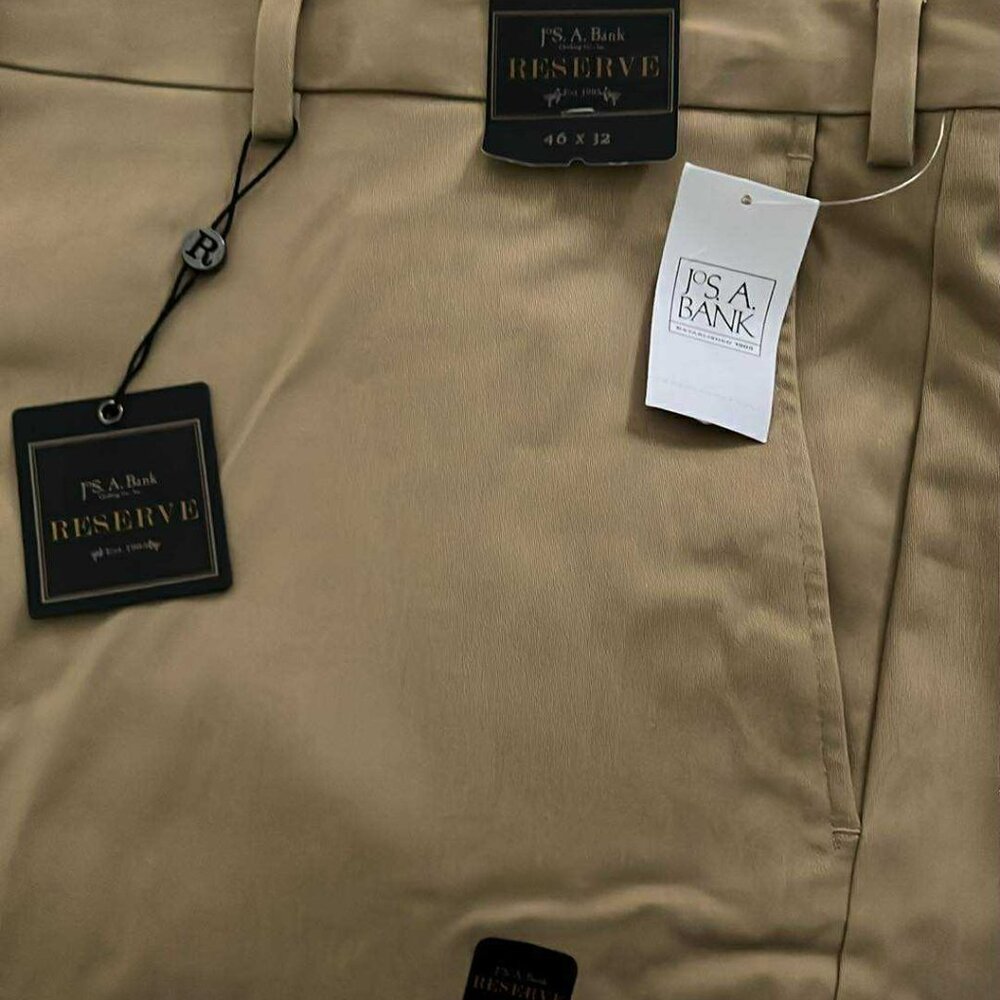 Jos A Banks Reserve Tailored NWT 46X32 Big and Tall Flat Front Chino Pant Tan - Picture 4 of 7